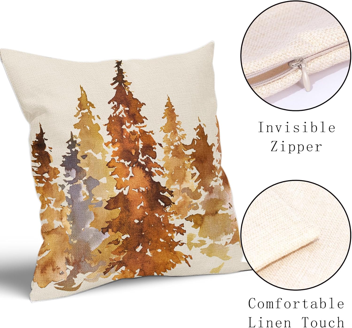 Juego de 2 fundas de almohada de árbol otoñal naranja quemado de 16 x 16 pulgadas  16.0 x 16.0 in., fundas decorativas de otoño con temática de