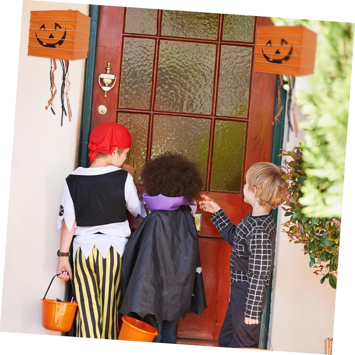ABOOFAN 2 linternas de papel de Halloween para fiesta de Halloween, bolsa de papel, faroles de Halloween, faroles, bolas, decoraciones, lámparas de