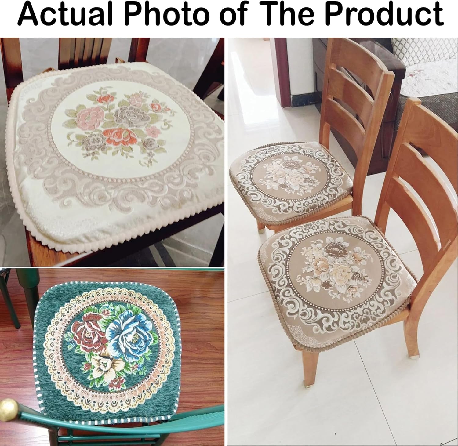 JREDDI Juego de 4 cojines para sillas de comedor, cojines para sillas de cocina, estilo círculo, flores, cojines para sillas de comedor,
