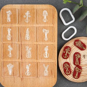 Puocaon Sellos florales de arcilla polimérica  12 mini sellos de floreros para la fabricación de aretes de arcilla polimérica, 2 cortadores de joyas Puocaon Sellos florales de arcilla polimérica  12 mini sellos de floreros para la fabricación de aretes de arcilla polimérica, 2 cortadores de joyas