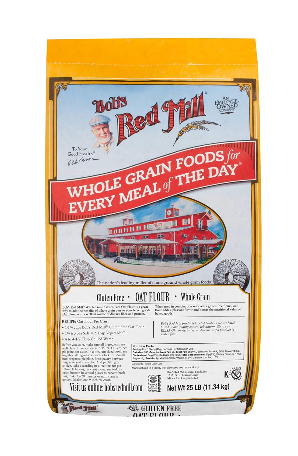 Bob’s Red Mill Harina de avena sin gluten, 25 libras
