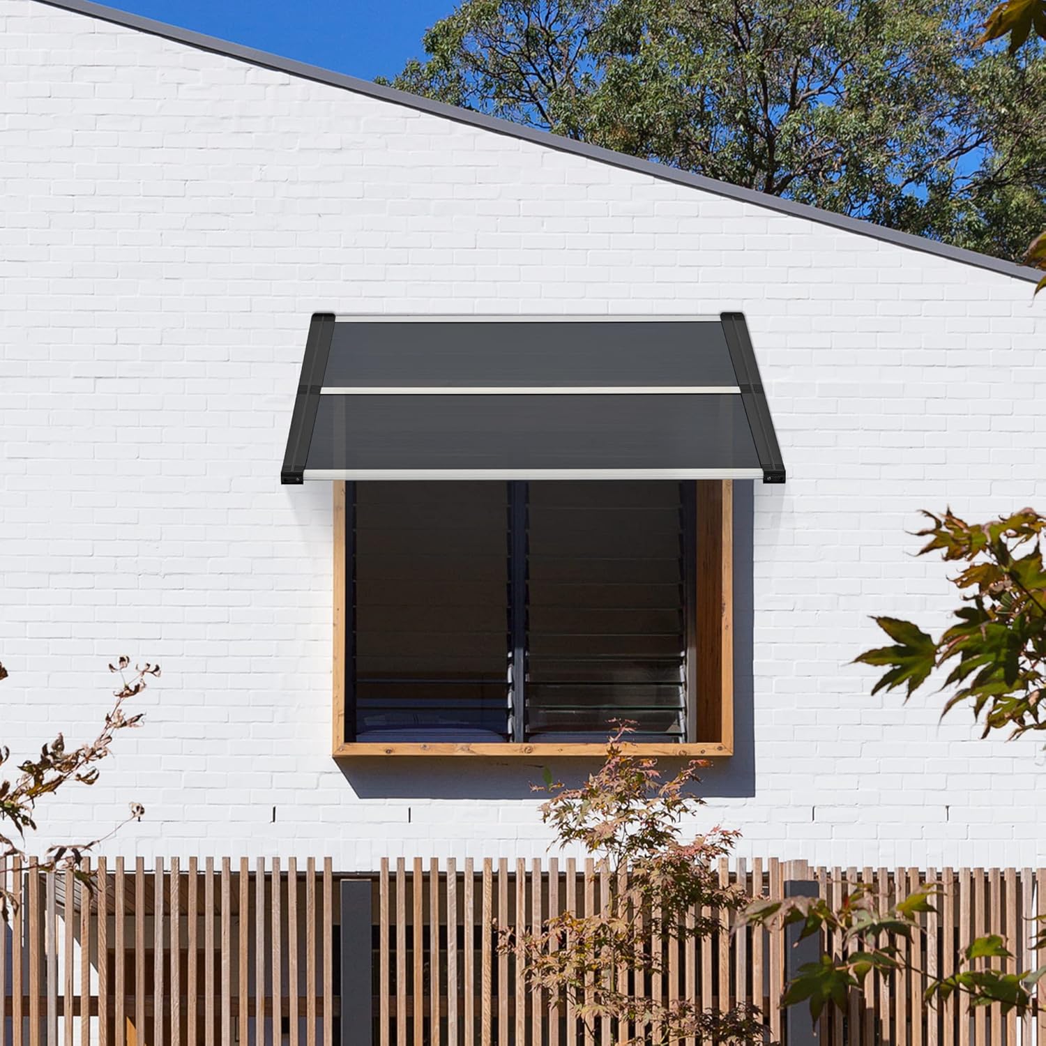 MCombo Toldo de ventana de 40 x 40 pulgadas, toldos de policarbonato para puertas, cubierta de toldo de patio al aire libre AW404 (40 x 40, tabla
