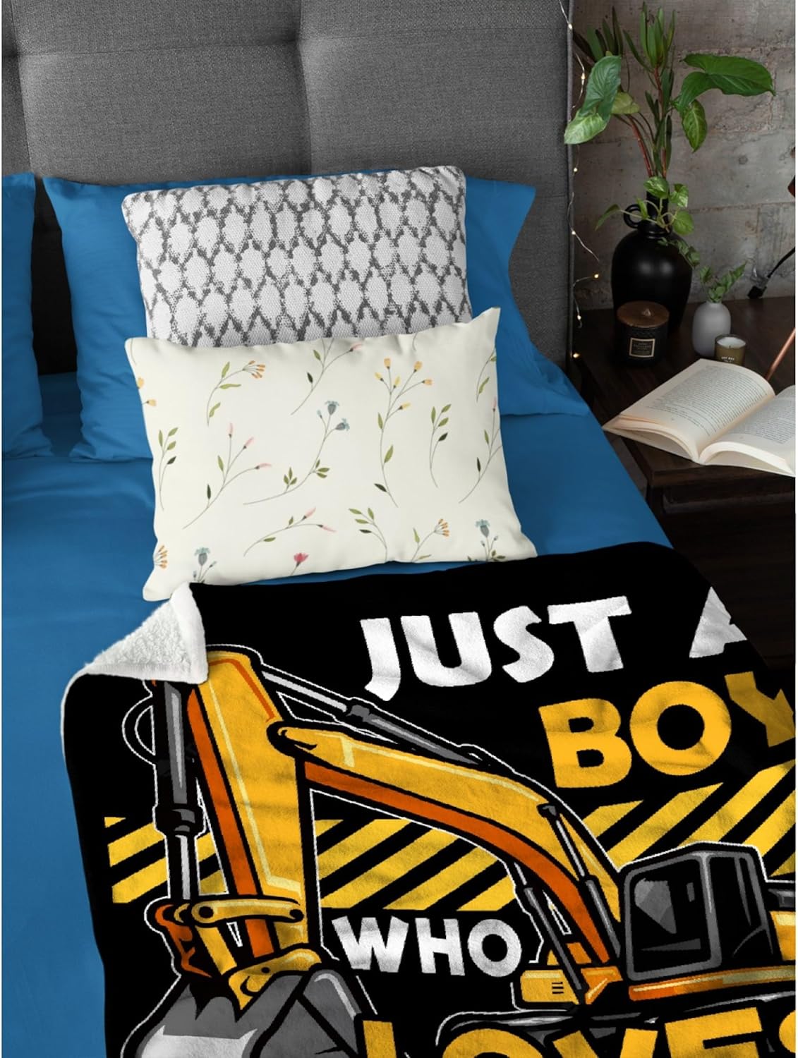 Just A Boy Who Loves Excavators – Manta suave de franela acogedora y ligera, regalo perfecto para cama, sofá, sofá, 40 x 30 pulgadas, extra pequeña