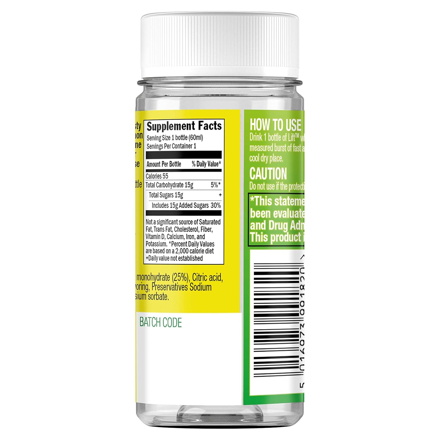 Lift Chupitos de jugo energético de glucosa de acción rápida  Lima limón  Botellas de 2.0 onzas líquidas (paquete de 12)
