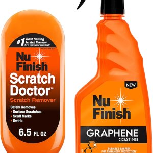 Nu Finish Kit de 2 piezas de acabado exterior para coche, removedor de arañazos y espray de revestimiento de grafeno Nu Scratch Doctor Nu Finish Kit de 2 piezas de acabado exterior para coche, removedor de arañazos y espray de revestimiento de grafeno Nu Scratch Doctor