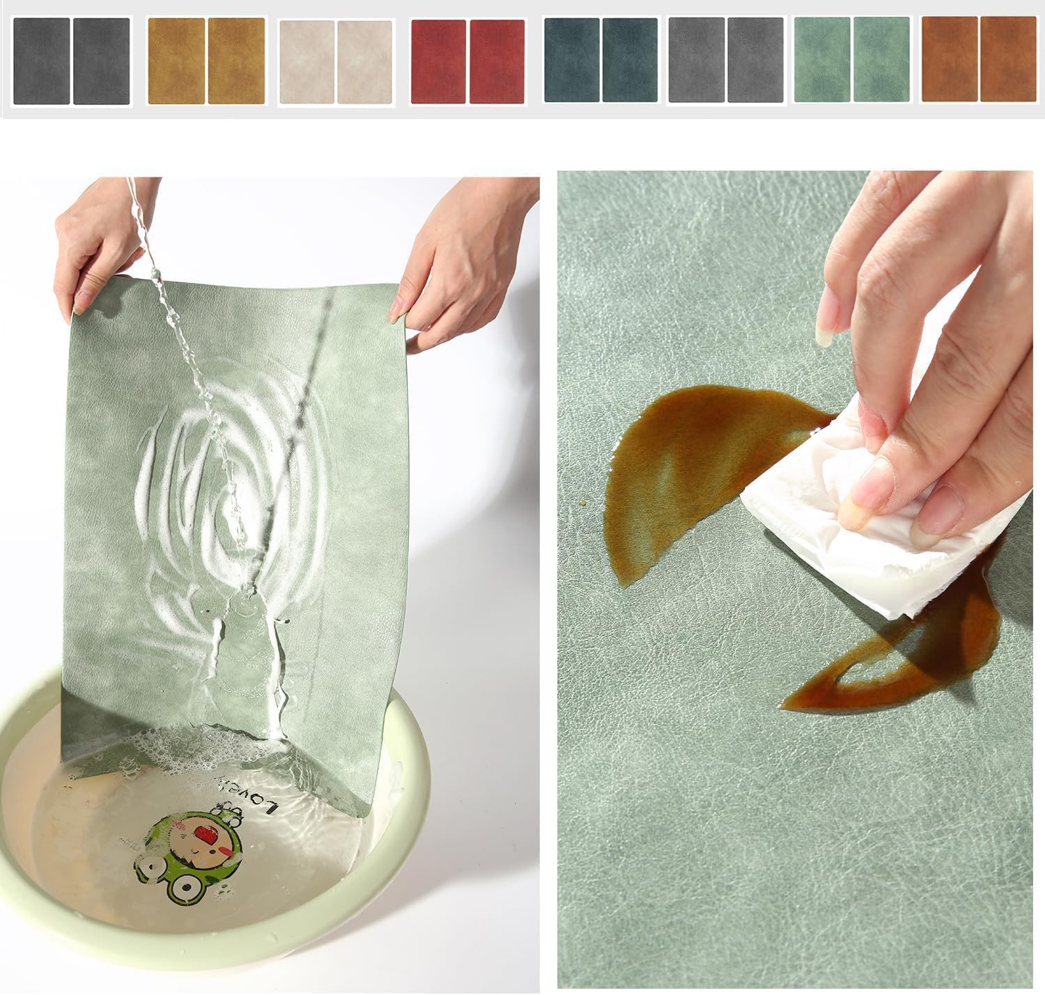 Univo Colors Juego de 6 manteles individuales de piel sintética con patrón de piel vacuno lavada, resistentes al calor, impermeables, lavables para