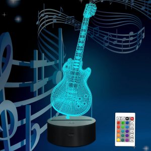 Attivolife Lámpara de guitarra de regalo para guitarra eléctrica, luz nocturna 3D con control remoto + temporizador, lámpara de escritorio que Attivolife Lámpara de guitarra de regalo para guitarra eléctrica, luz nocturna 3D con control remoto + temporizador, lámpara de escritorio que