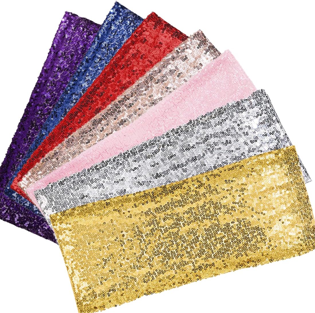 SquarePie Paquete de 20 bandas de lentejuelas para sillas con purpurina para decoración de fundas de silla, banquetes de boda, fiesta, color dorado