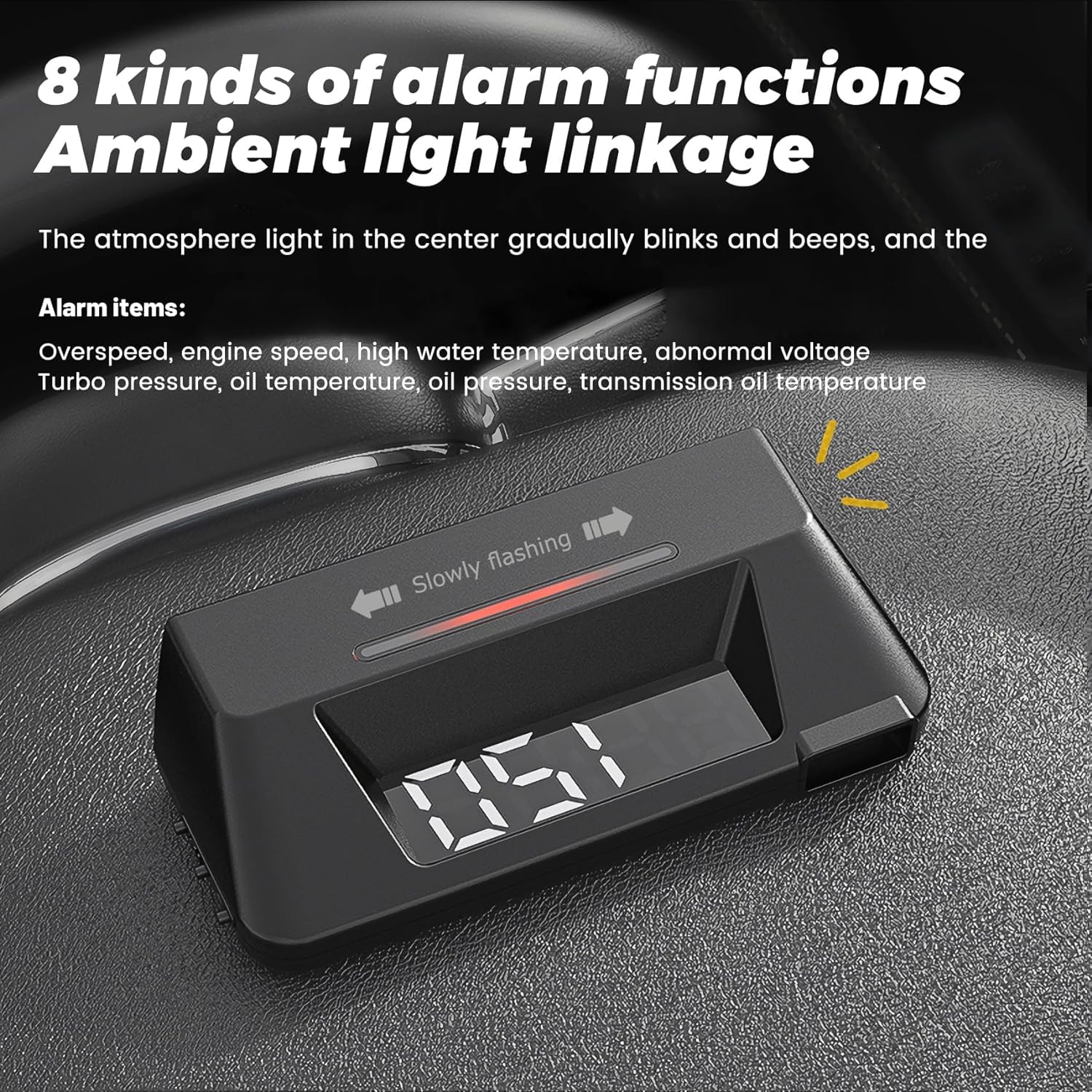 AkaBane Pantalla de calibre OBD2, pantalla frontal para automóvil, medidor de RPM, velocímetro, medidor de temperatura del agua, medidor inteligente