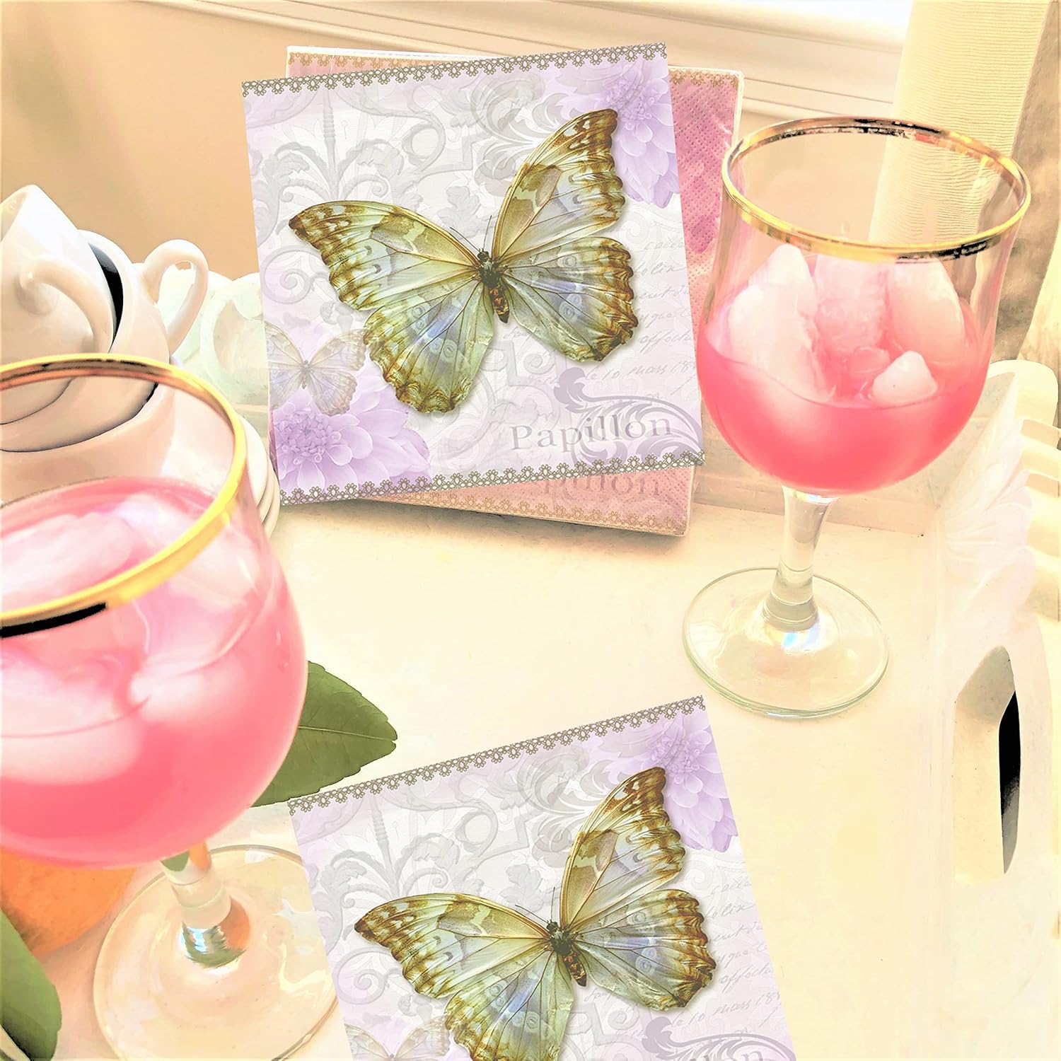 Servilletas de San Valentín de 13 x 13 pulgadas, servilletas de mariposa para decoupage para el día de la madre, hermosas servilletas de papel,
