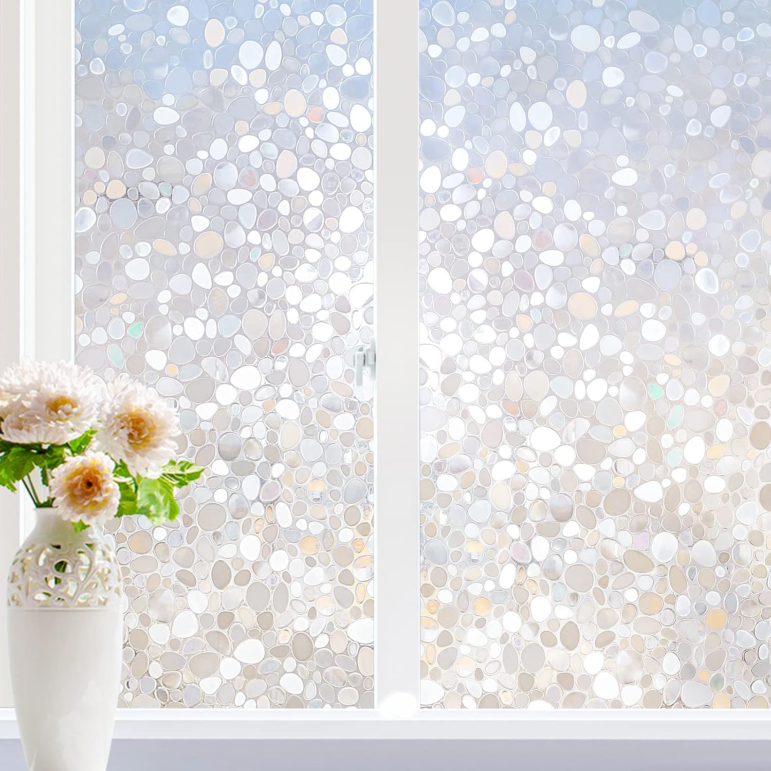 rabbitgoo Película de privacidad para ventana, adhesivos decorativos para ventanas, con bloqueo UV, adherencia estática, no adhesivas, vinilo para