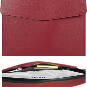 TESRAB Carpeta de documentos de piel sintética suave de alta calidad, tamaño A4, carpeta de sobres de viaje, organizador de almacenamiento de TESRAB Carpeta de documentos de piel sintética suave de alta calidad, tamaño A4, carpeta de sobres de viaje, organizador de almacenamiento de