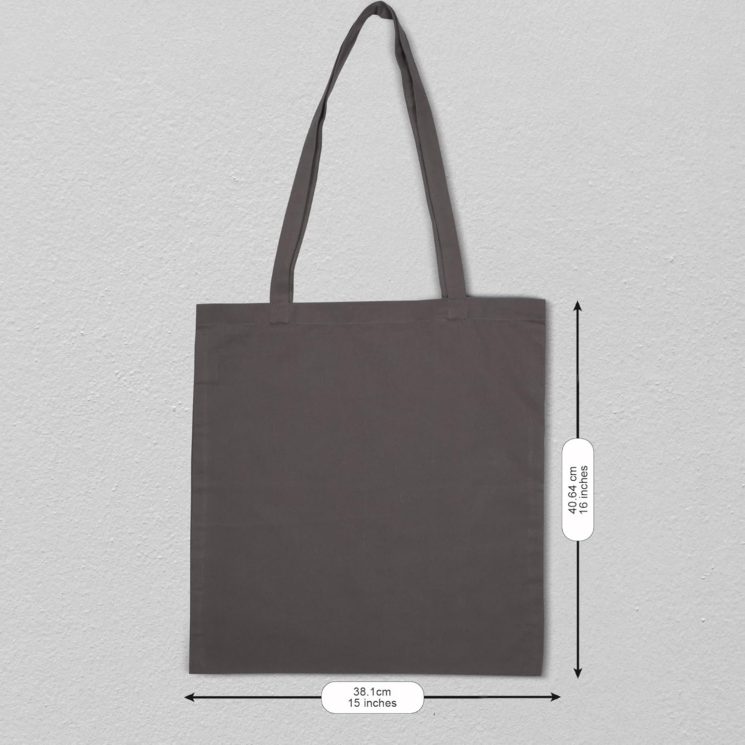 Urban Villa Paquete de 72 bolsas de comestibles reutilizables de 15 x 16 pulgadas con mango largo de 27 pulgadas, color gris, 100% algodón, bolsas