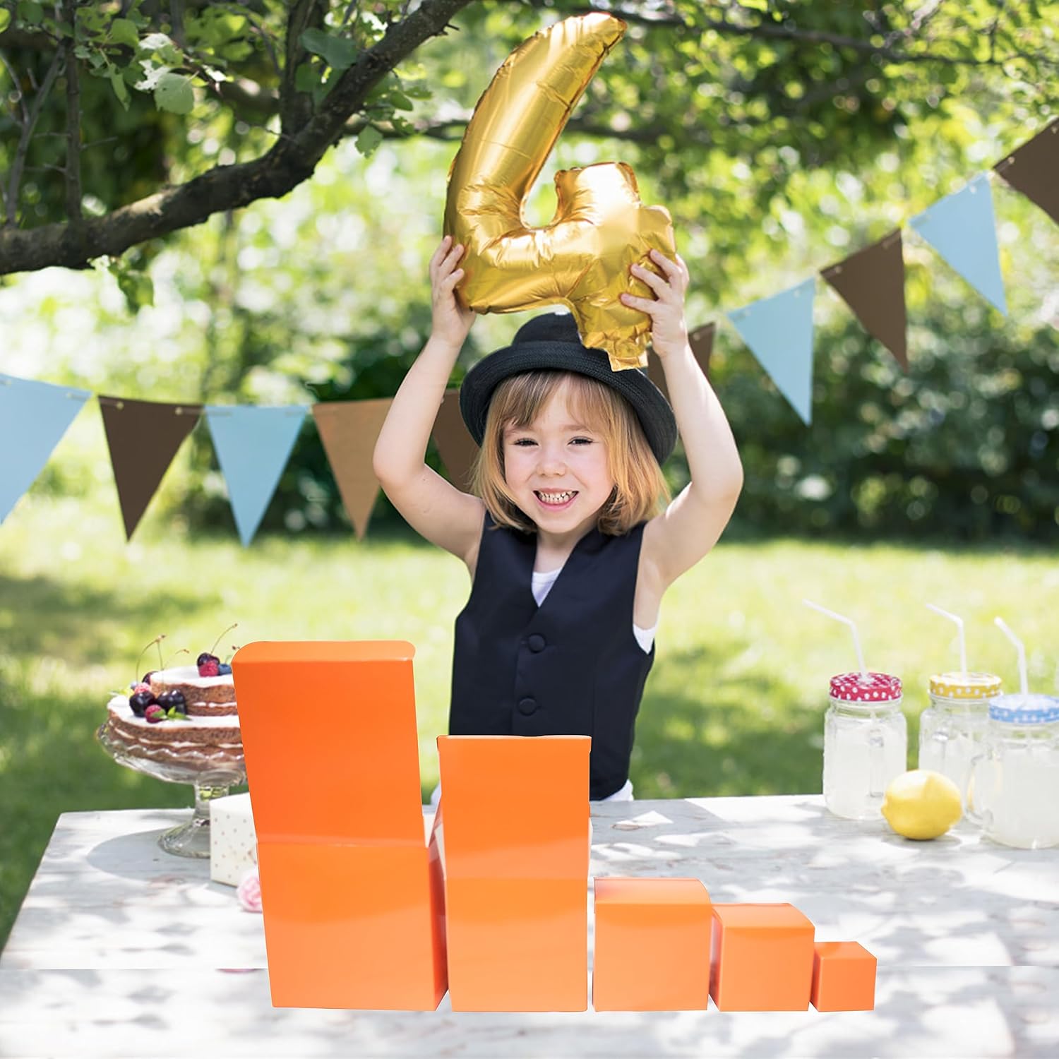 KeaJuidy 5 cajas de regalo cuadradas naranjas en una caja, caja sorpresa para bromas, cartón de anidación, divertido regalo para Navidad,