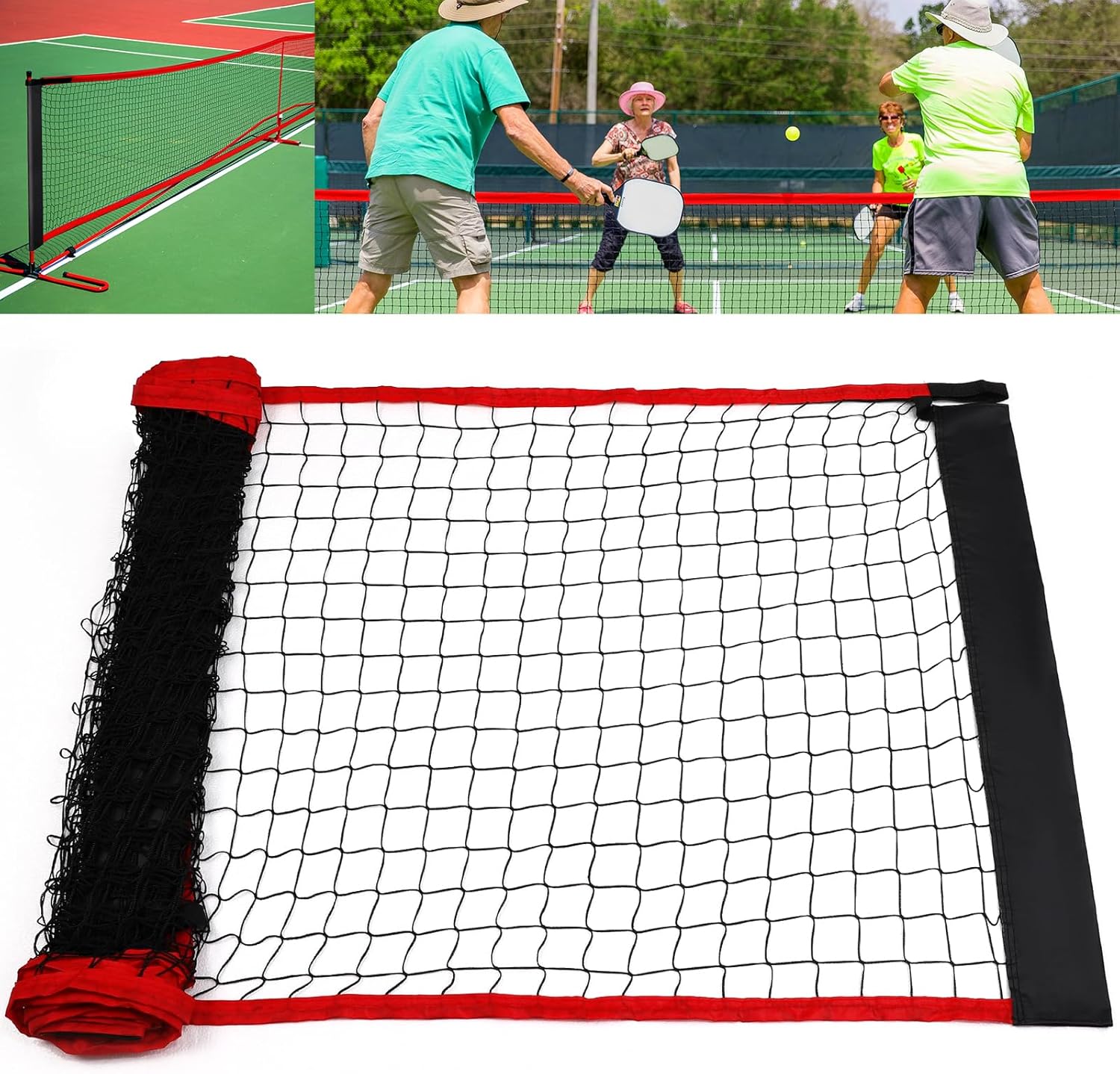 TOBWOLF Red de repuesto de pickleball de 22 x 3 pies, soporte de bolas para redes de pickleball, soporte de red de pickleball para poste oficial