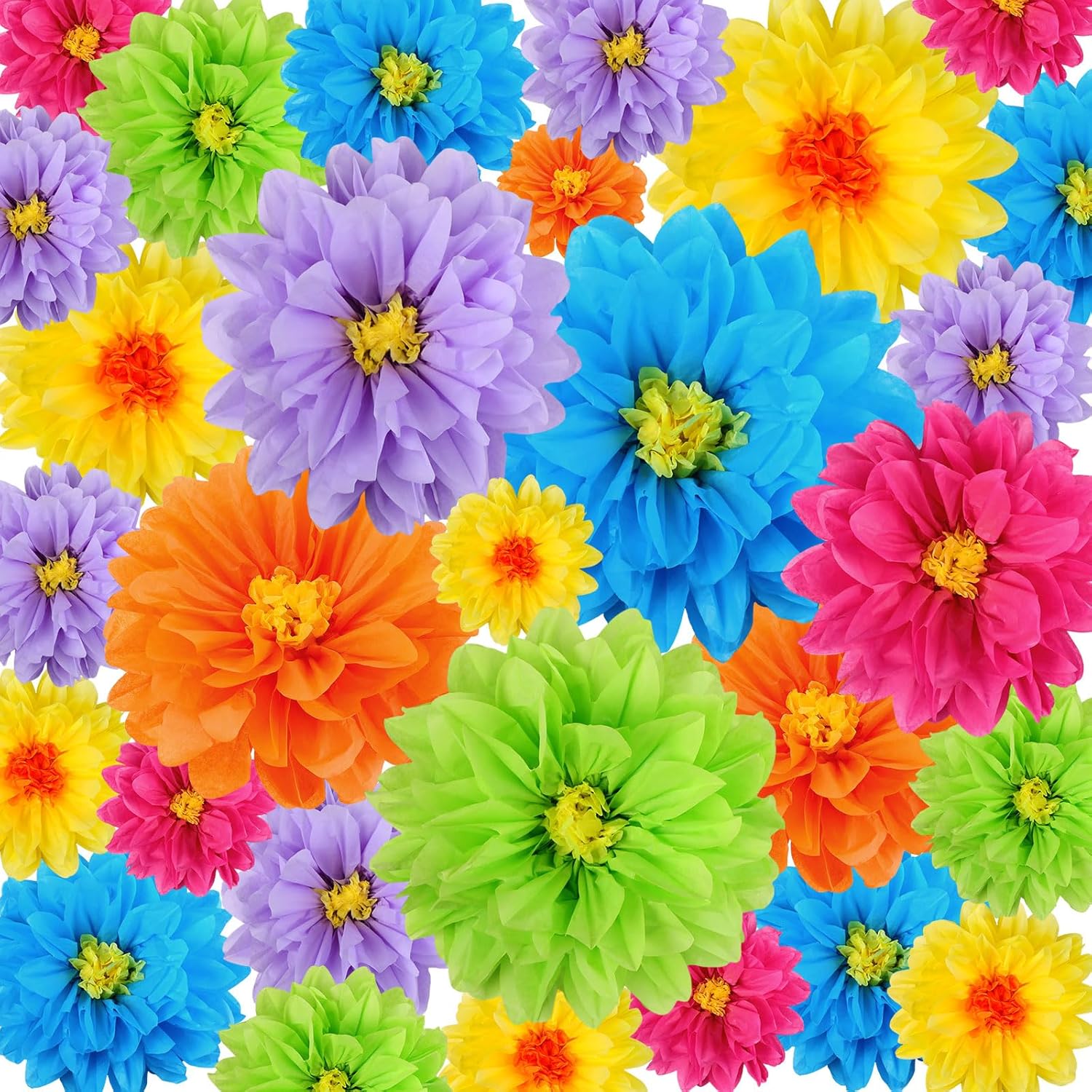 18 piezas de flores de papel mexicanas coloridas para fiesta, flores de papel de seda para carnaval mexicano, flores de papel para telón de fondo de