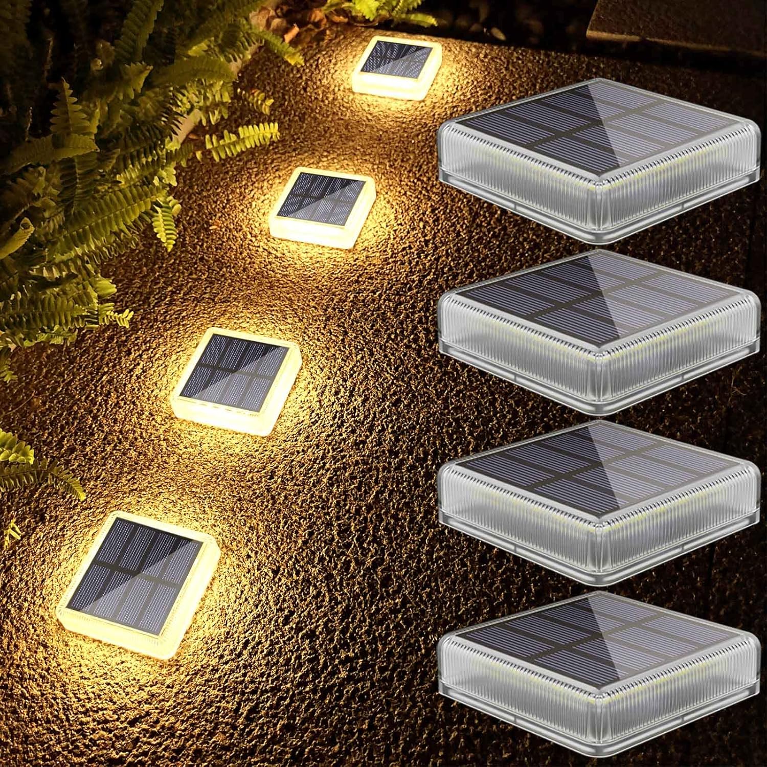Luces solares para cubierta al aire libre, IP68 impermeables, luces solares para escalones, luces solares de entrada alimentadas por energía solar,