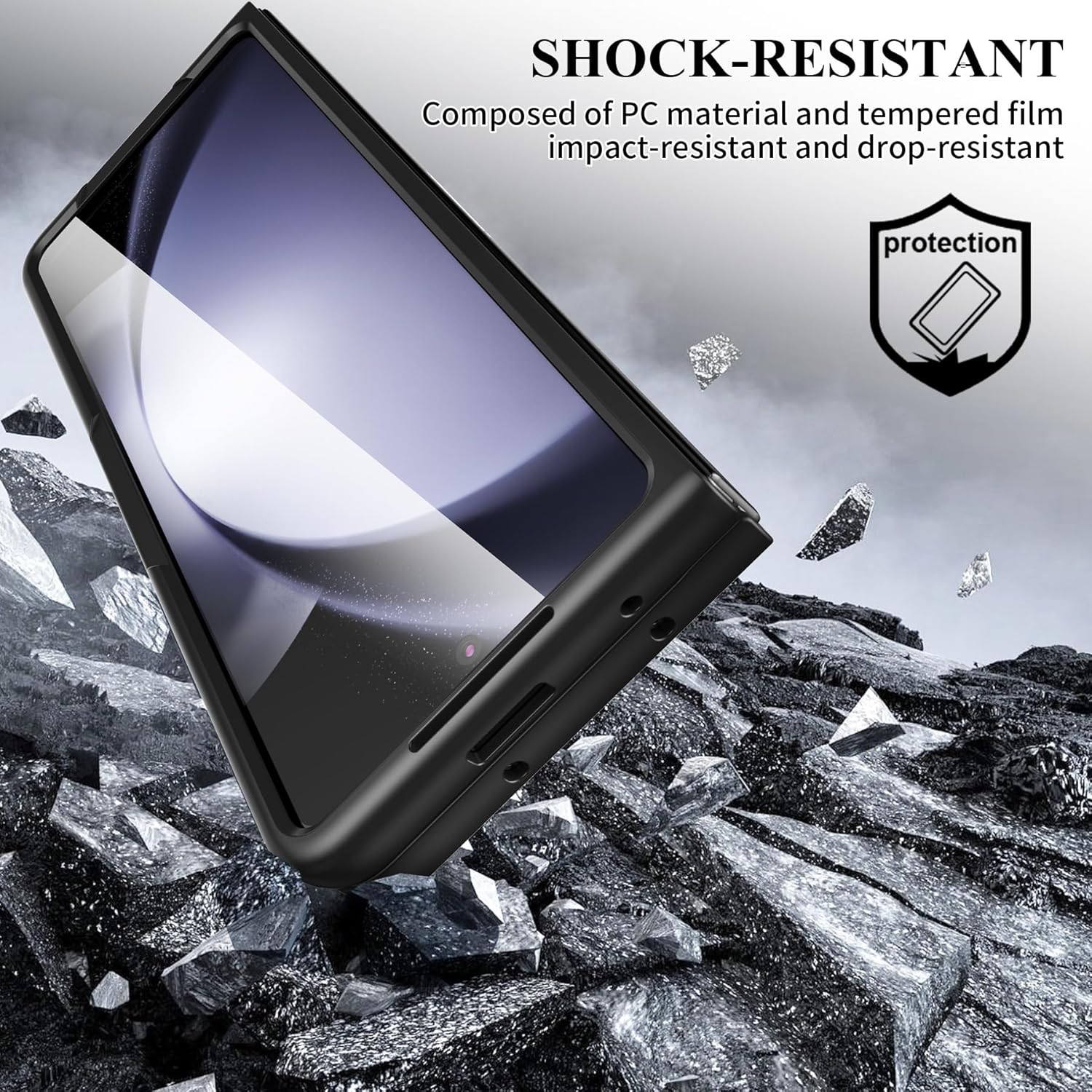 Foluu Funda delgada para Samsung Galaxy Z Fold 5 con soporte para bolígrafo y protector de pantalla frontal integrado, funda protectora de