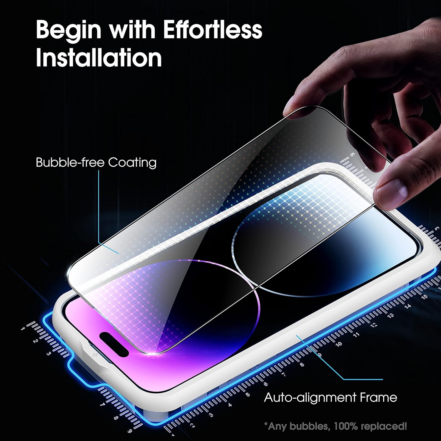 CASEKOO KooFilm – Protector de pantalla para iPhone 14 Pro Max Pantalla original Protección inastillable Vidrio templado dureza 9H, compatible con