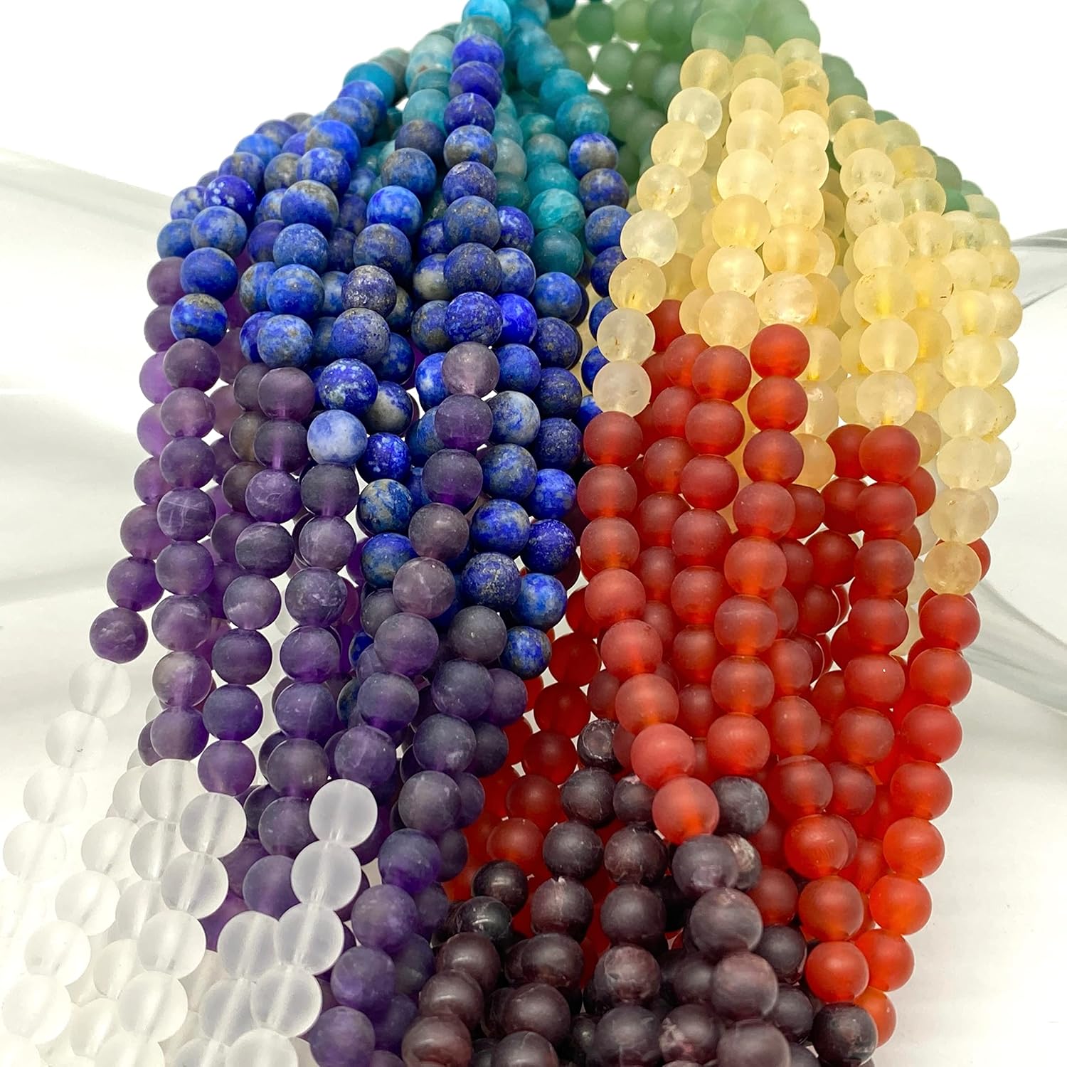 ABCGEMS – Cuentas mate de ocho chakras, desbloquea tu octavo chakra estrella del alma (cuarzo de cristal, granate, cornalina, citrino, apatita,