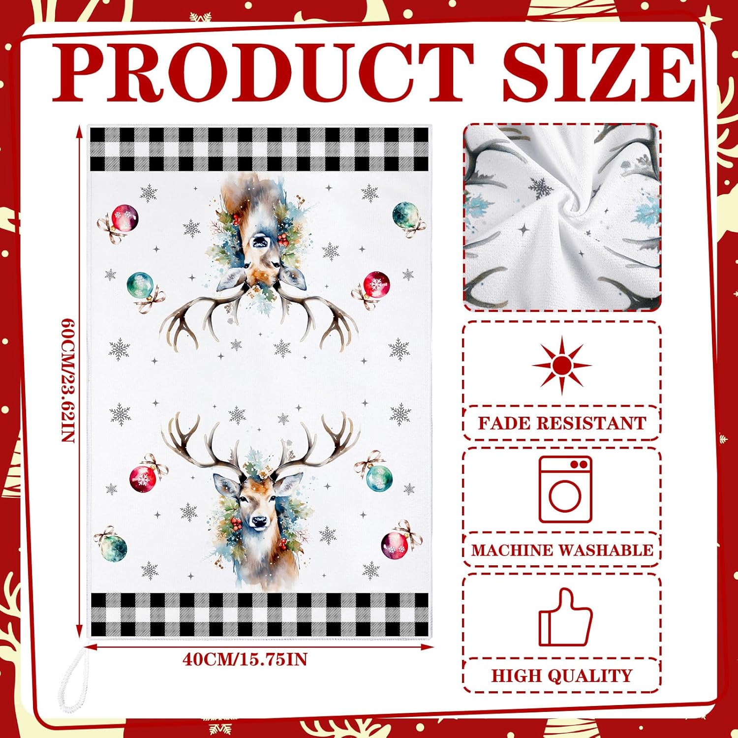 Geyoga 6 paños de cocina de Navidad de 16 x 24 pulgadas, absorbentes, paños de cocina de Navidad, decoración de cocina de Navidad para Navidad,