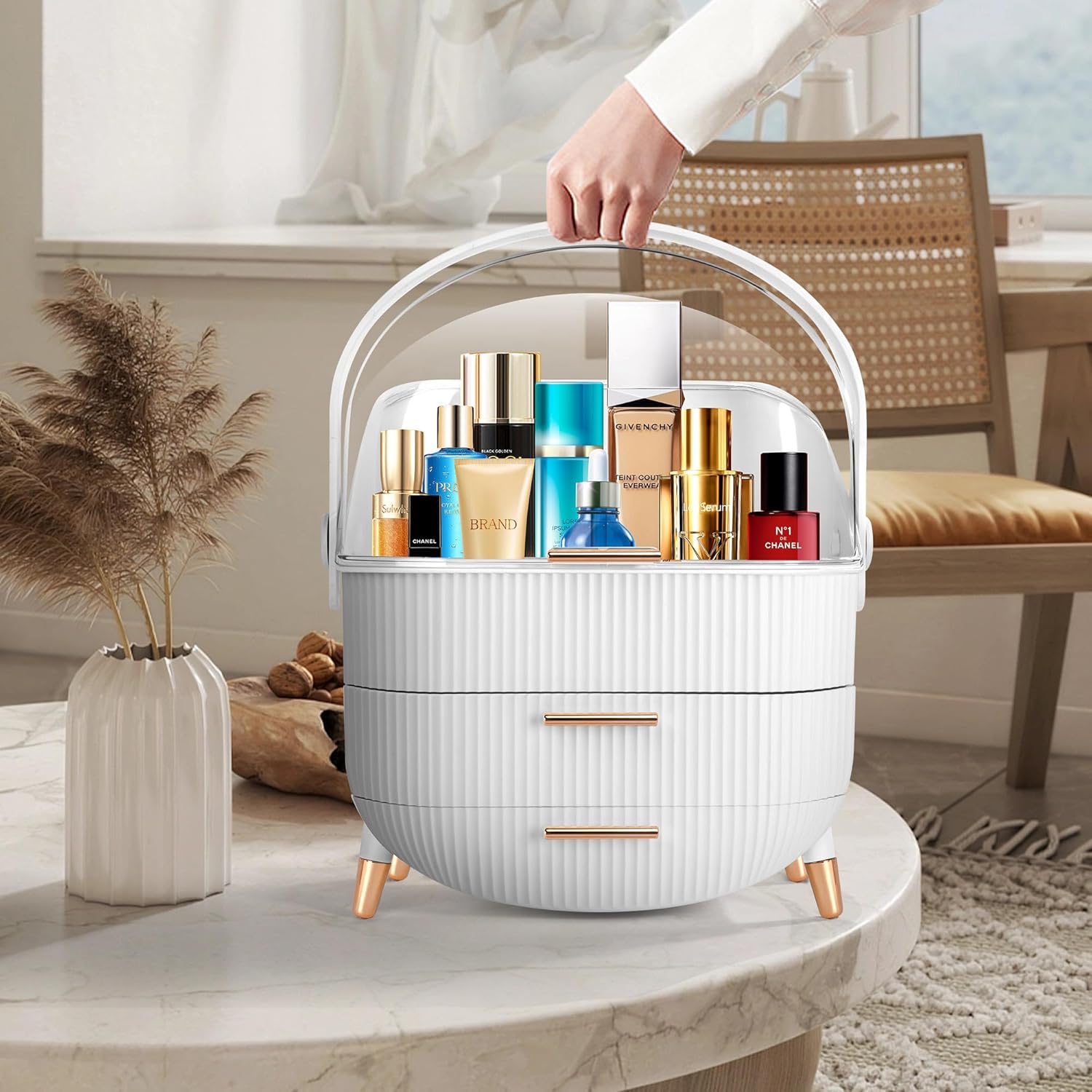 NLZFK Organizador de maquillaje para tocador, fabuloso organizador de cuidado de la piel, apto para baño, sala de estar, encimera de dormitorio,