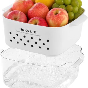 HNNJCK Juego de coladores de cocina de 8.2 cuartos de galón, cesta de lavado de frutas y verduras, coladores de frutas 2 en 1, colador grande de HNNJCK Juego de coladores de cocina de 8.2 cuartos de galón, cesta de lavado de frutas y verduras, coladores de frutas 2 en 1, colador grande de