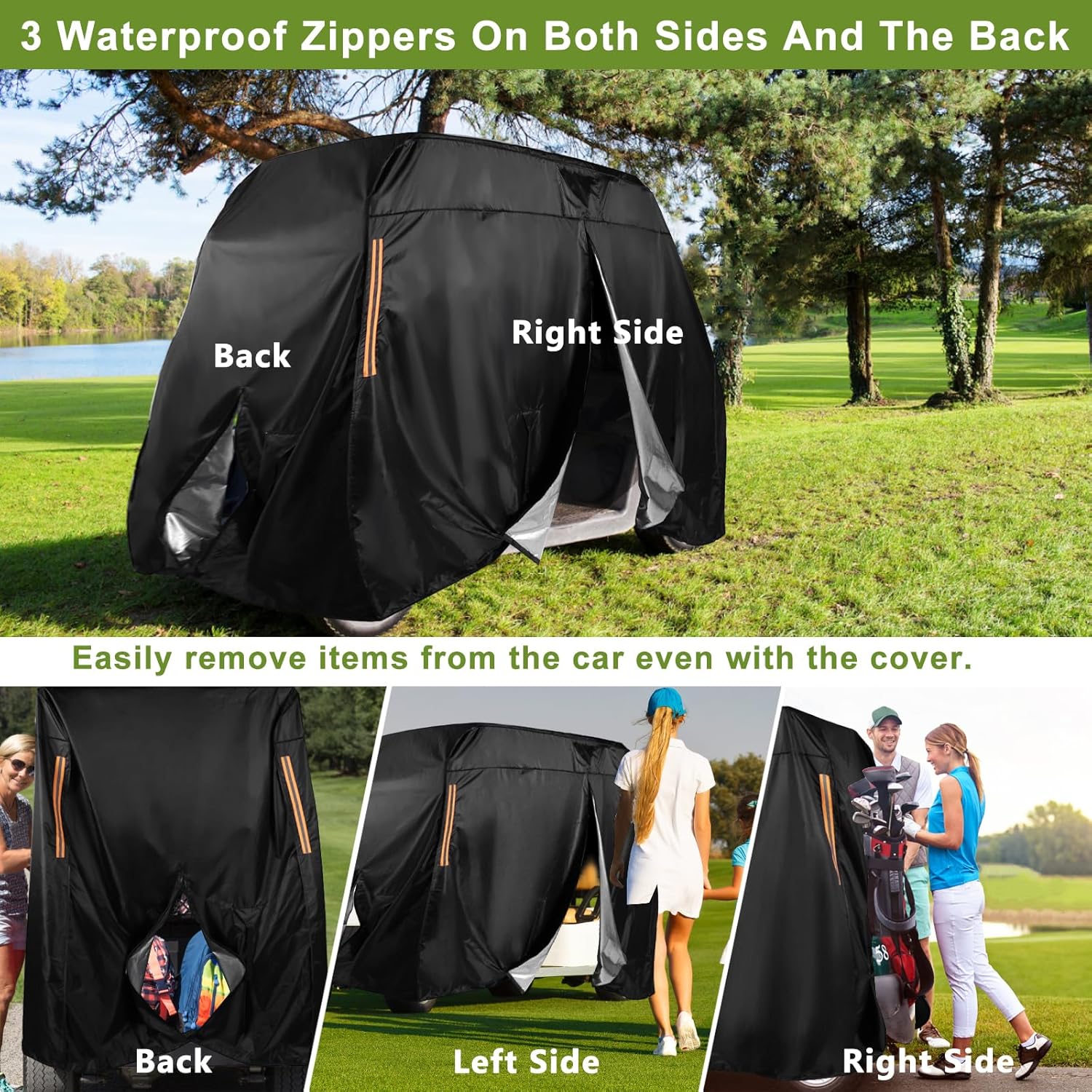 Fundas para carrito de golf para 4 pasajeros, 420D, resistentes para EZ GO, fundas impermeables a prueba de sol, a prueba de polvo, cubierta