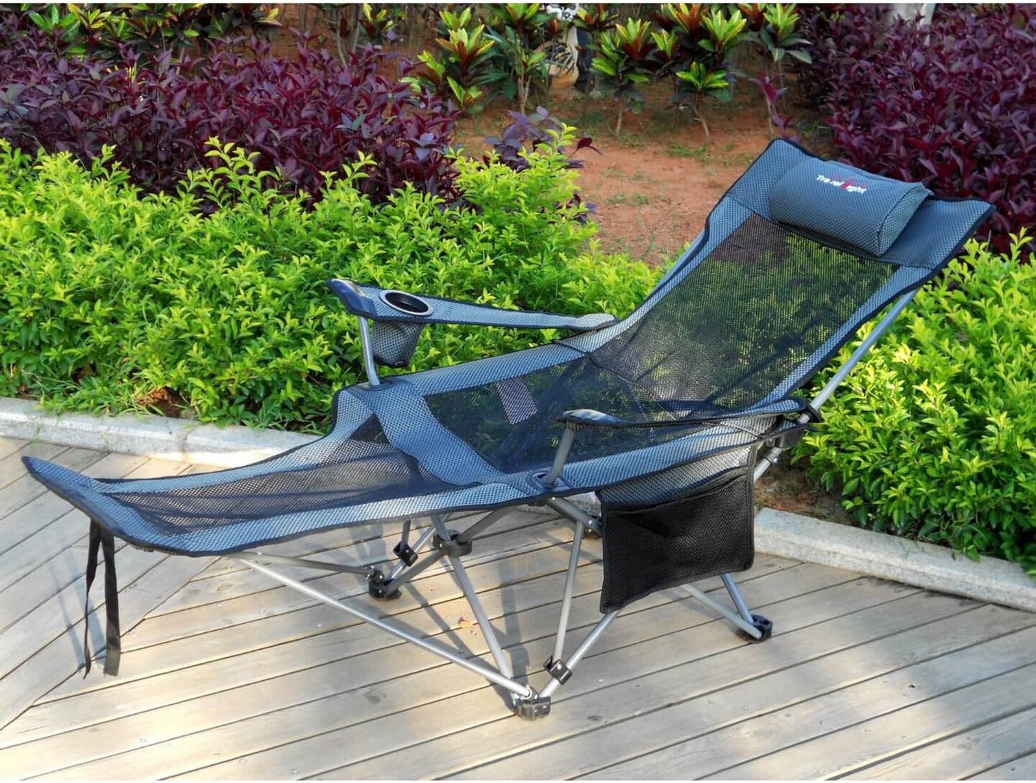 4 sillas plegables de camping con reposapiés extraíble y respaldo ajustable para sillas reclinables portátiles y ligeras con almohada