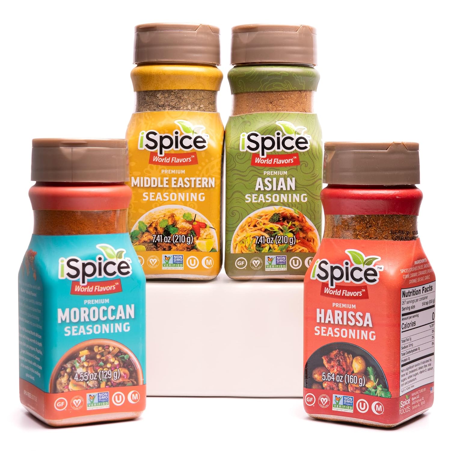 iSpice Juego de especias de cocina básico para cocinar incluido condimento prémium de Oriente Medio, condimento Harissa, condimento marroquí,