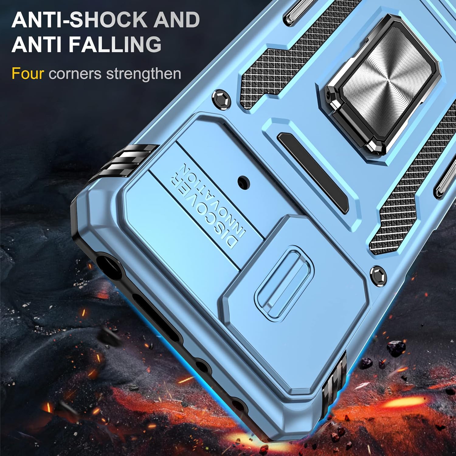 Funda para XiaoMi Poco X4 Pro 5G con protector de pantalla para lente deslizante para cámara, resistente funda protectora militar resistente para