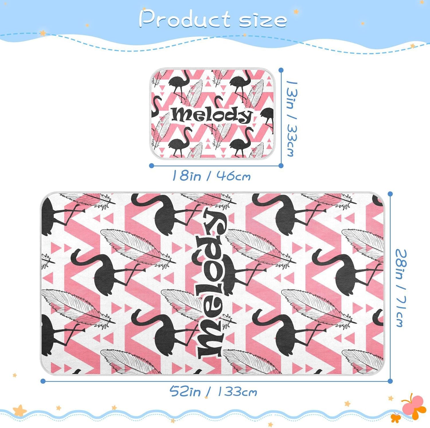 Custom Flamingo Crib Mattress Protector Pad for Boys Girls Baby Ice Silk Mat Bed Toddler Mattress Sheets Cooling Mattress Topper Play Mat for
