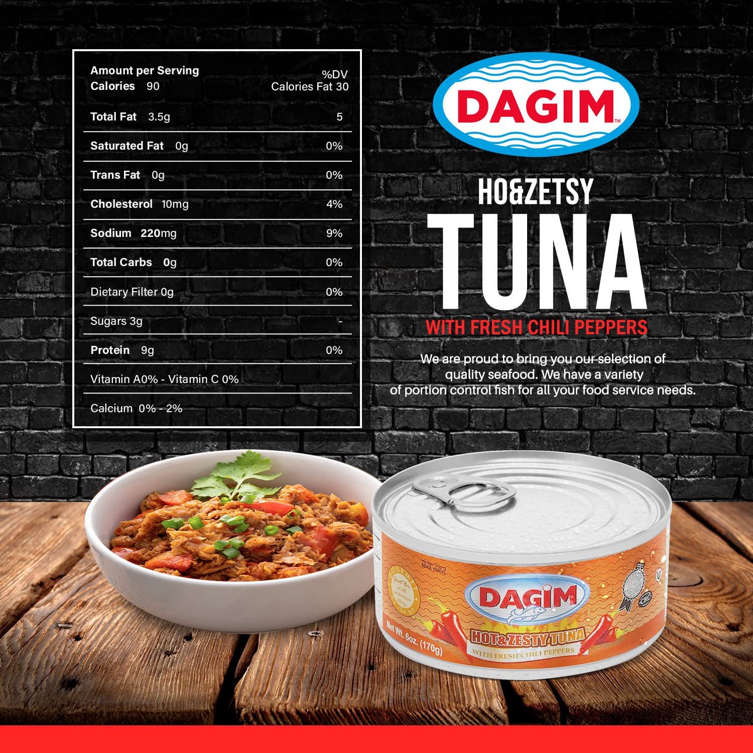 Dagim Atún enlatado caliente y picante con chiles frescos 6 oz – Kosher, paquete de 8