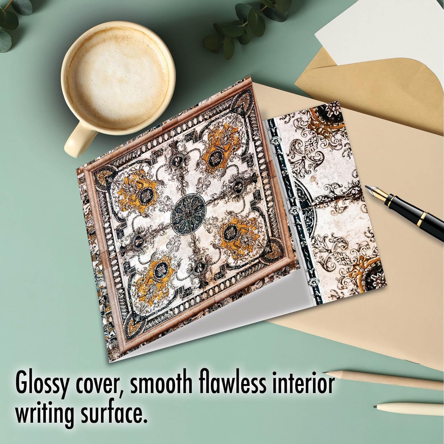 The Best Card Company – 1 tarjeta en blanco para todas las ocasiones (4.8 x 6.6 pulgadas) – Tarjeta de notas vintage con sobre – Azulejos antiguos