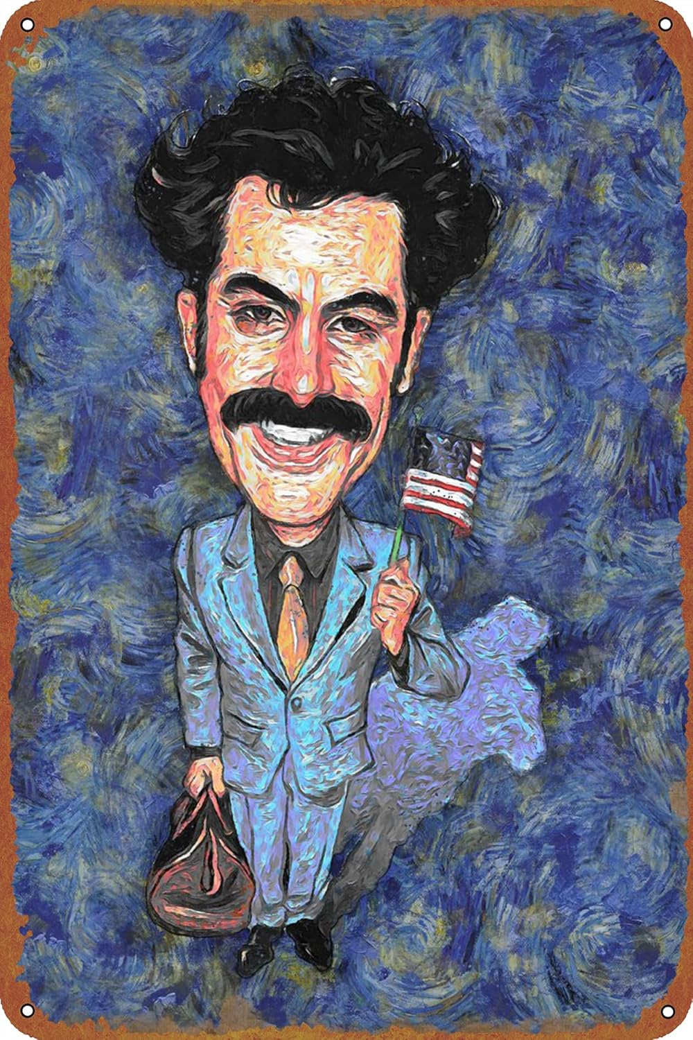 borat sagdiyev – Pósteres de película de lata, retro, de metal, para bar, pub, hogar, cafeterías, decoración de pared, 8 x 12 pulgadas (7.9 x 11.8