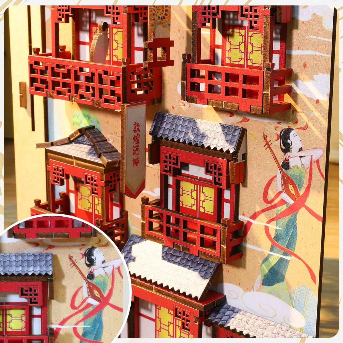 Kit de bricolaje en miniatura para rincón de libros, rompecabezas de madera 3D, decoración con sensor de luz, kit de modelo de casa de muñecas,