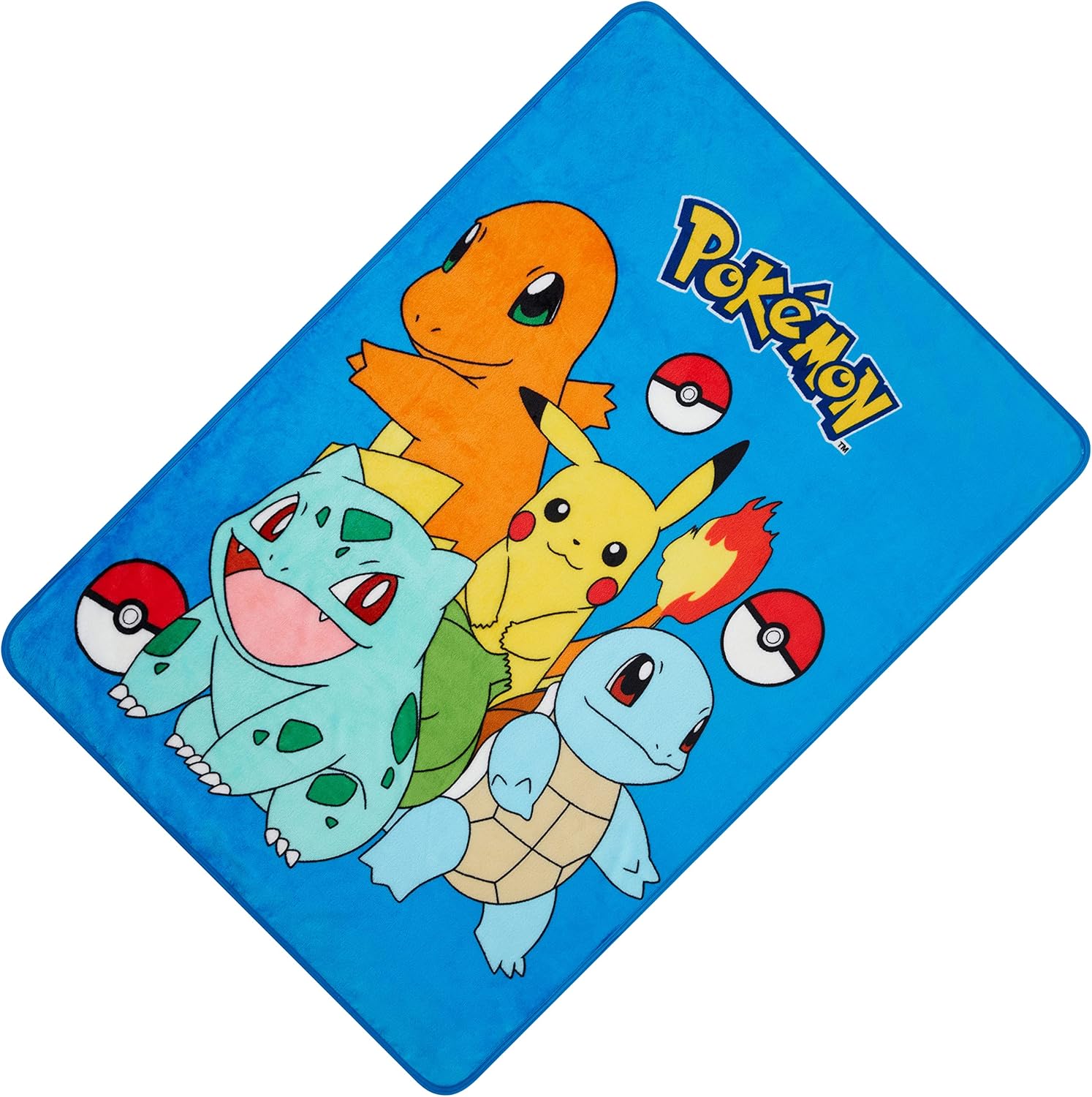 Pokemon Pikachu – Manta de forro polar de felpa  Pikachu Charmander Bulbasaur Pokeball manta (grupo azul)
