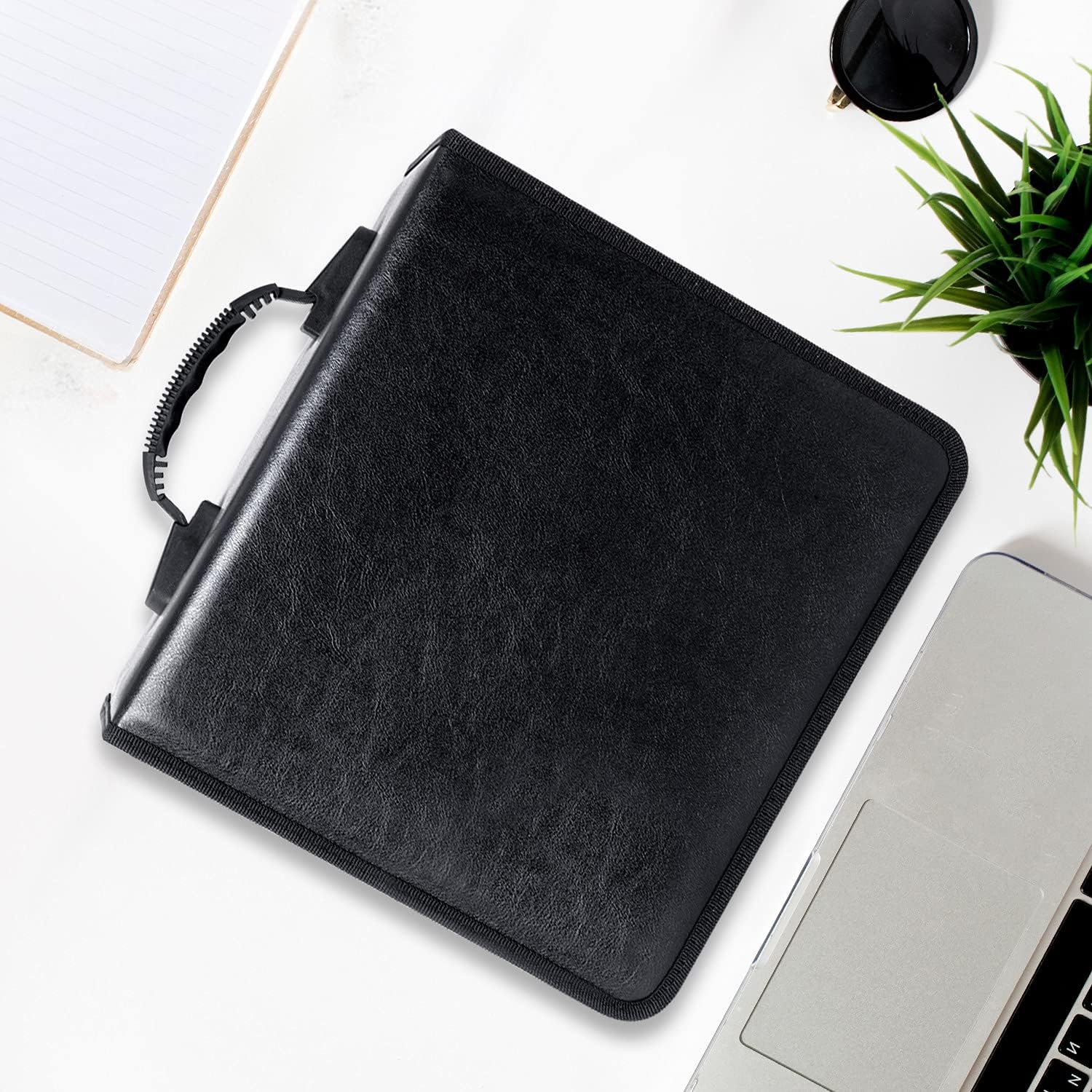Carpeta para CD y DVD, estuche para CDDVD, carpeta de almacenamiento, capacidad de 400 unidades, estuche de discos de CDDVD, caja de álbum (PU negro)