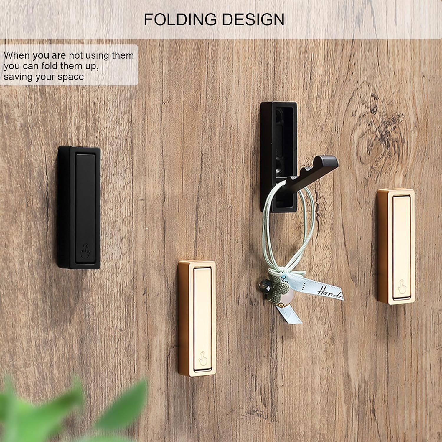 macikwon Ganchos de pared plegables dorados, ganchos de pared resistentes para colgar abrigos, toallas, mochilas, bolsas, ganchos de toallas de oro