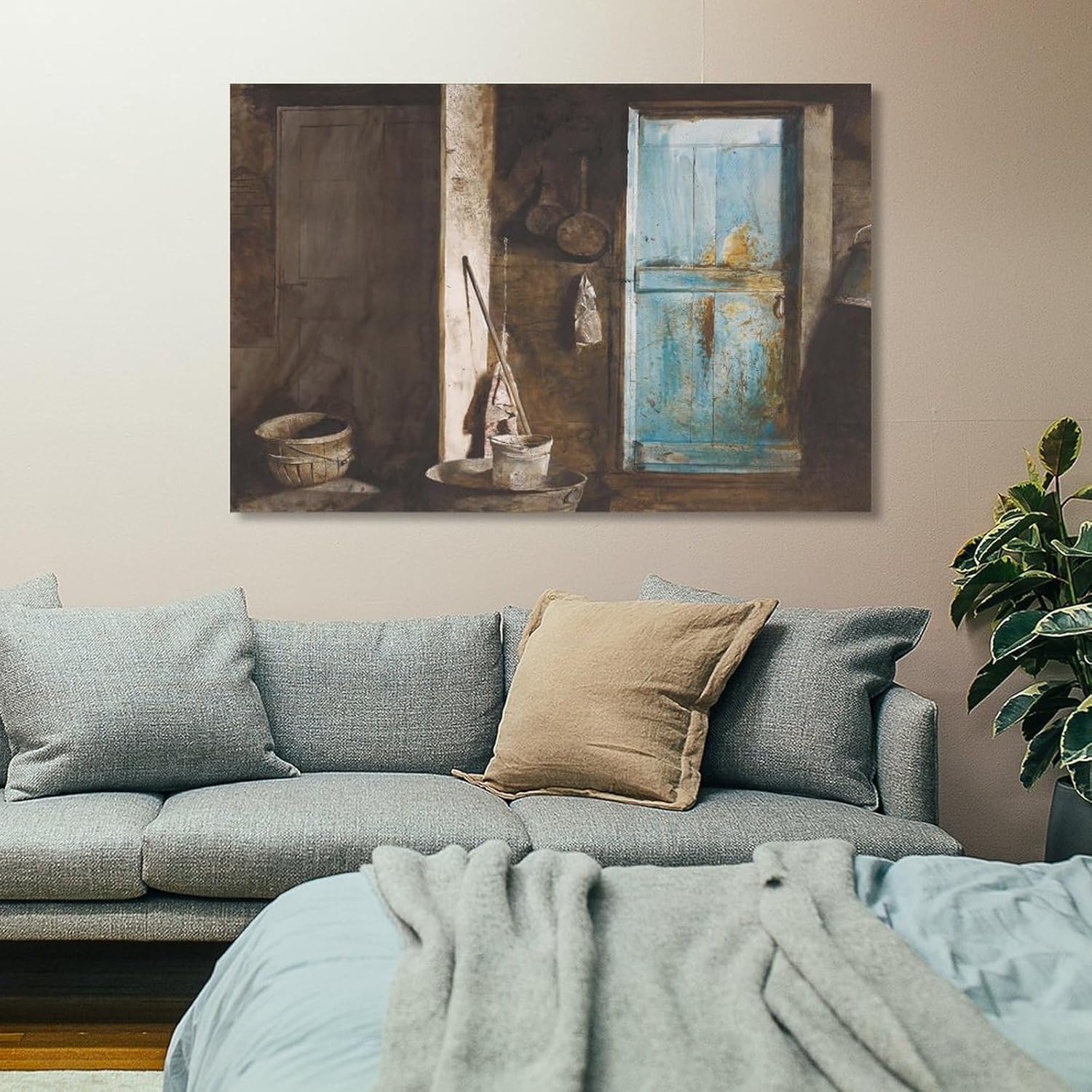 Álvaro y Christina por Andrew Wyeth – Póster de arte de pared, lienzo con pergaminos, pintura, imagen, decoración de la sala de estar, enmarcadasin
