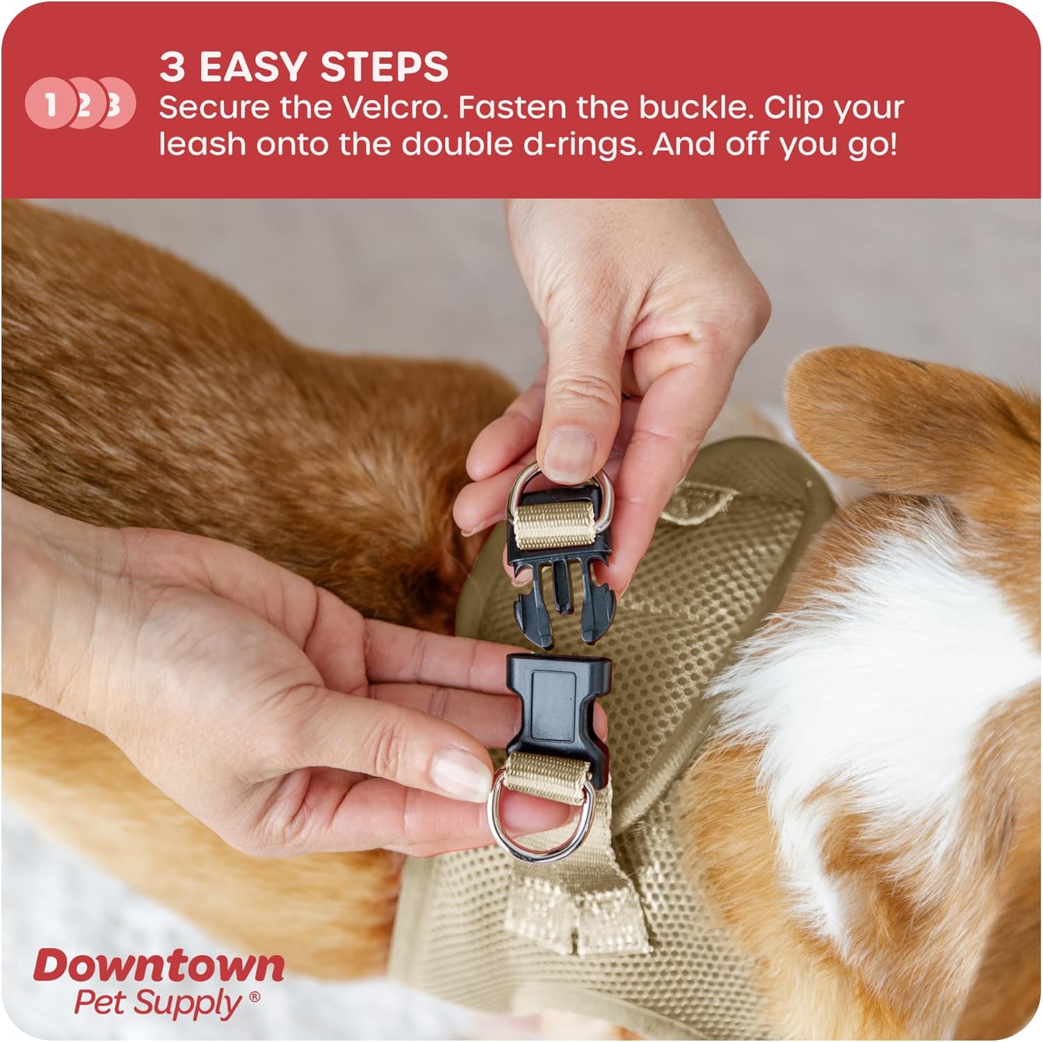 Downtown Pet Supply Arnés para perro sin tirones, talla XXS, caqui, arnés ajustable con tela de malla acolchada y ribete reflectante, arnés de