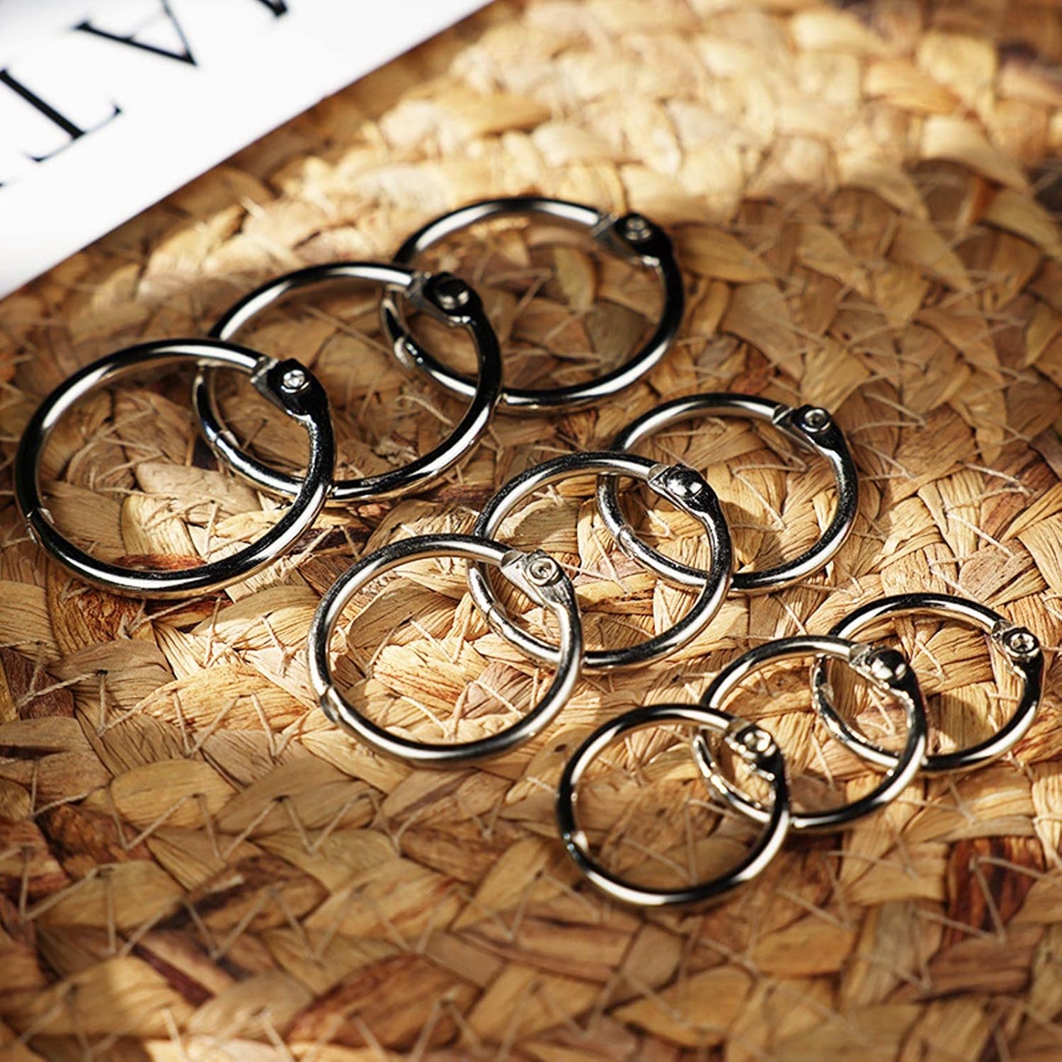 100 anillos para carpeta de hojas sueltas, llavero, anillos de metal para libros, anillos redondos de acero inoxidable para suministros escolares de