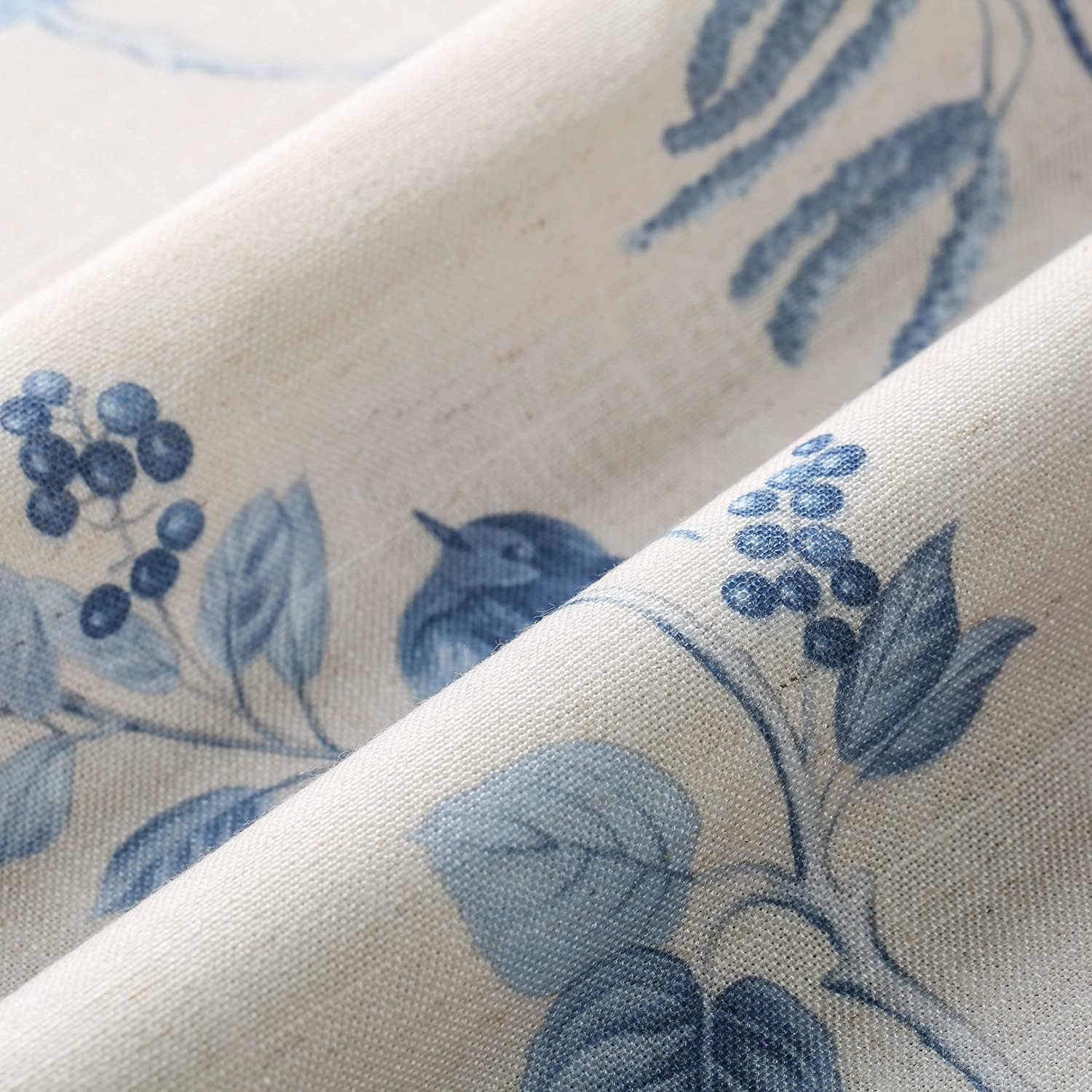 Leeva Cortinas con diseño de globo para cocina, bolsillo superior para cortinero, estampado de pájaros azules, para ventanas de oficina de estudio,