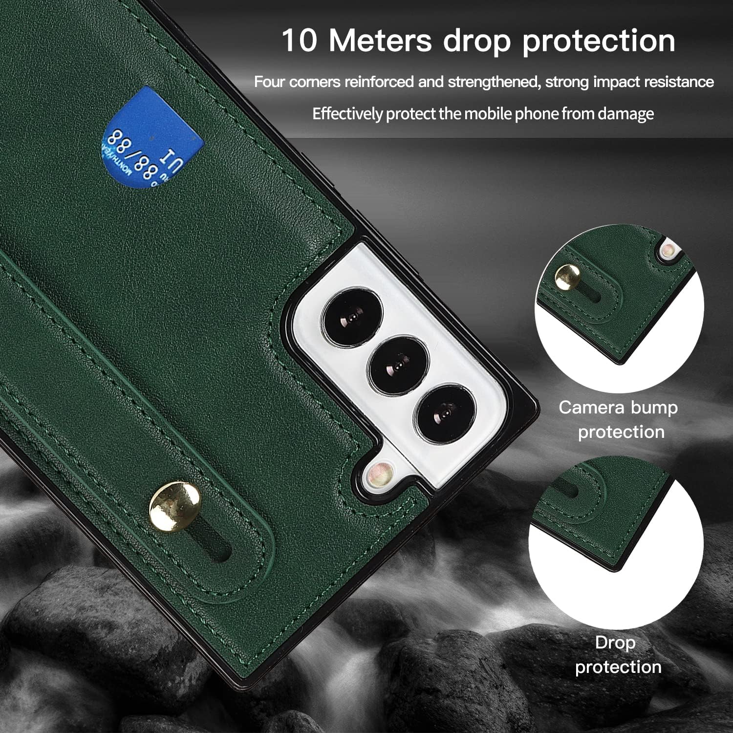 CCSmall Funda para Samsung Galaxy S22+ Plus (no S22) con soporte para ranura para tarjetas, correa de hombro ajustable extraíble con cordón cruzado