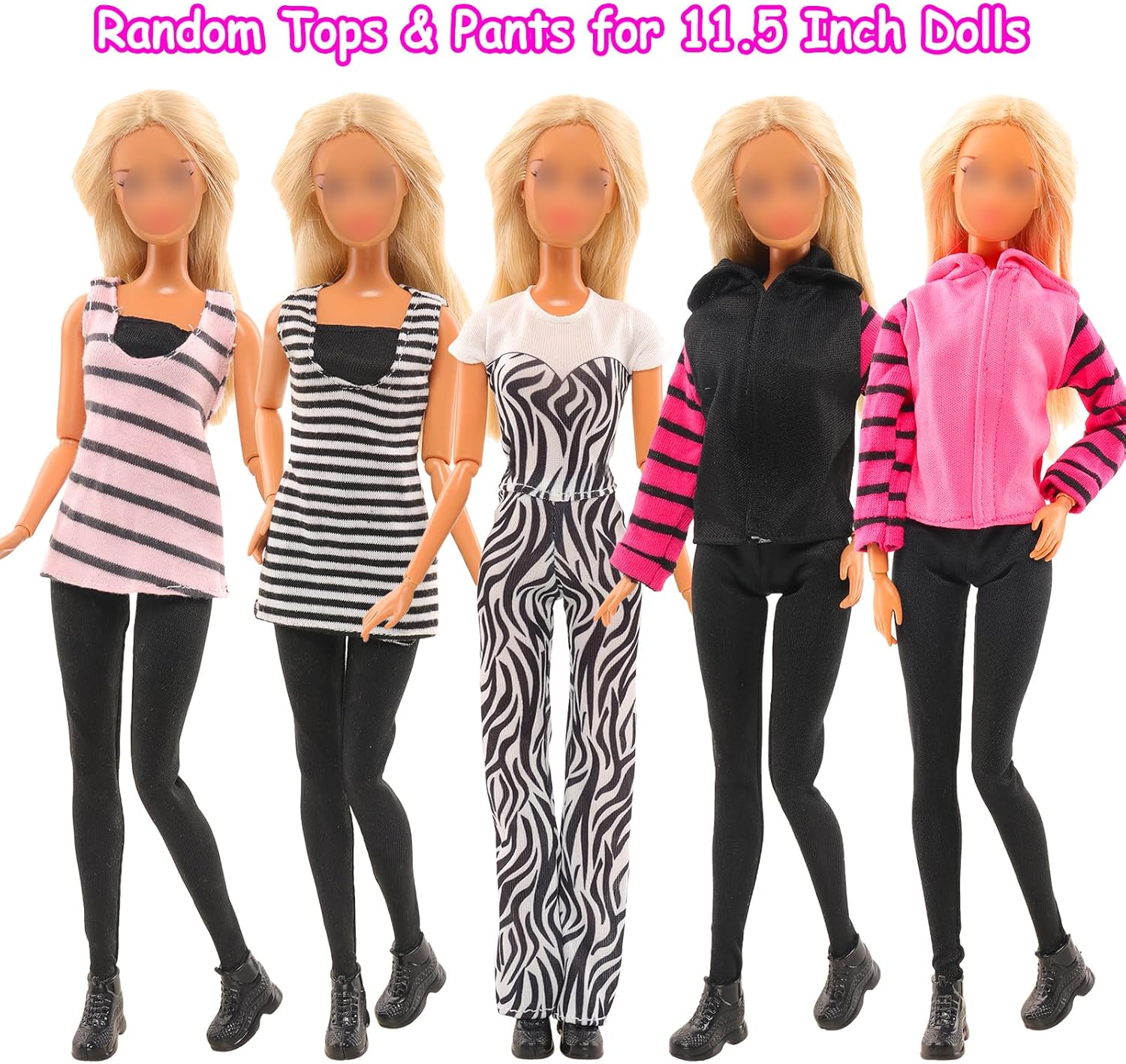ENOCHT 5 juegos de ropa de muñeca incluye chaquetas, ropa casual, tops y pantalones, 2 gafas, 5 tenis, 5 zapatos para muñecas de 11.5 pulgadas, ropa