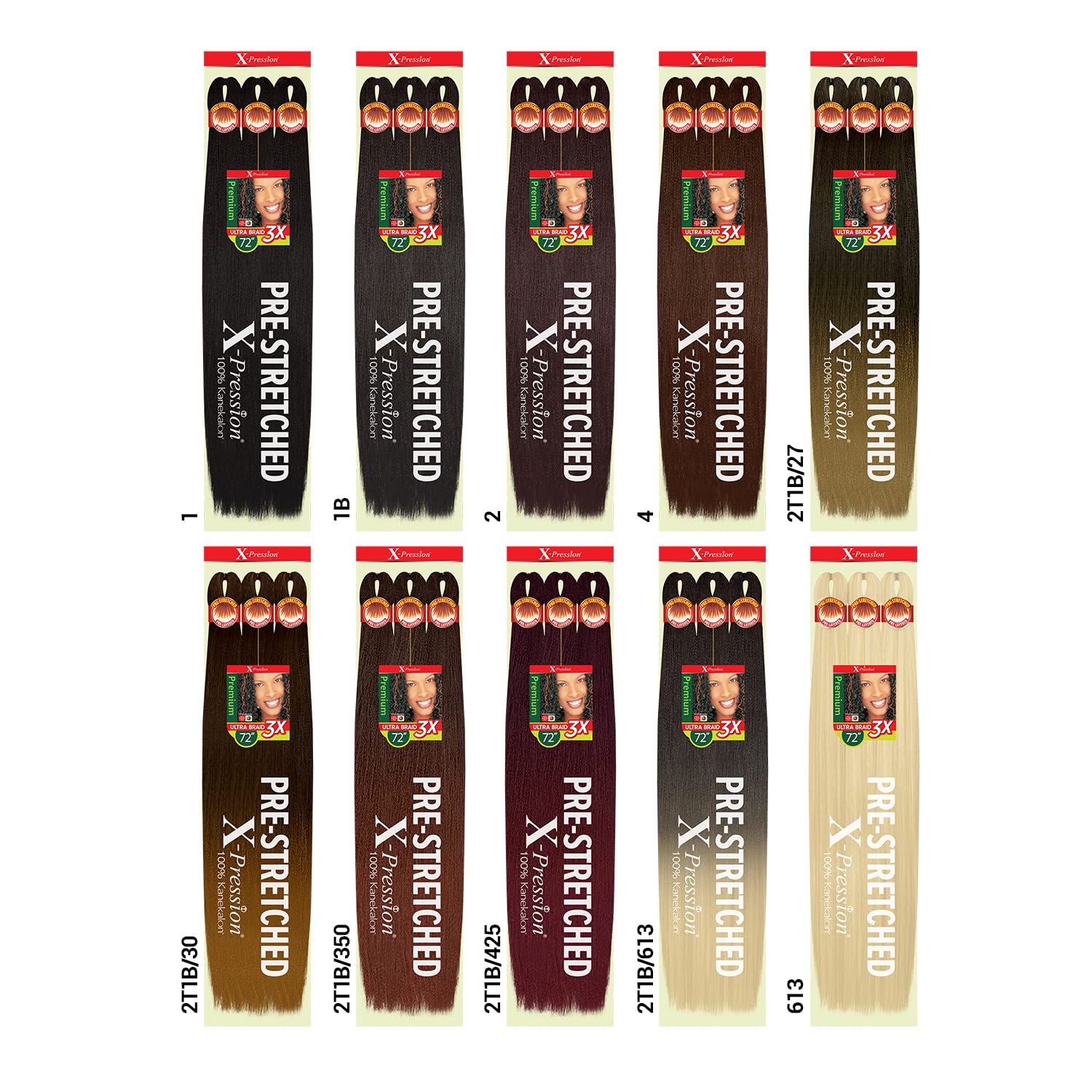 Outre Braids X-Pression Kanekalon 3X preestirada ultra trenza de 72 pulgadas (1 paquete, 2)