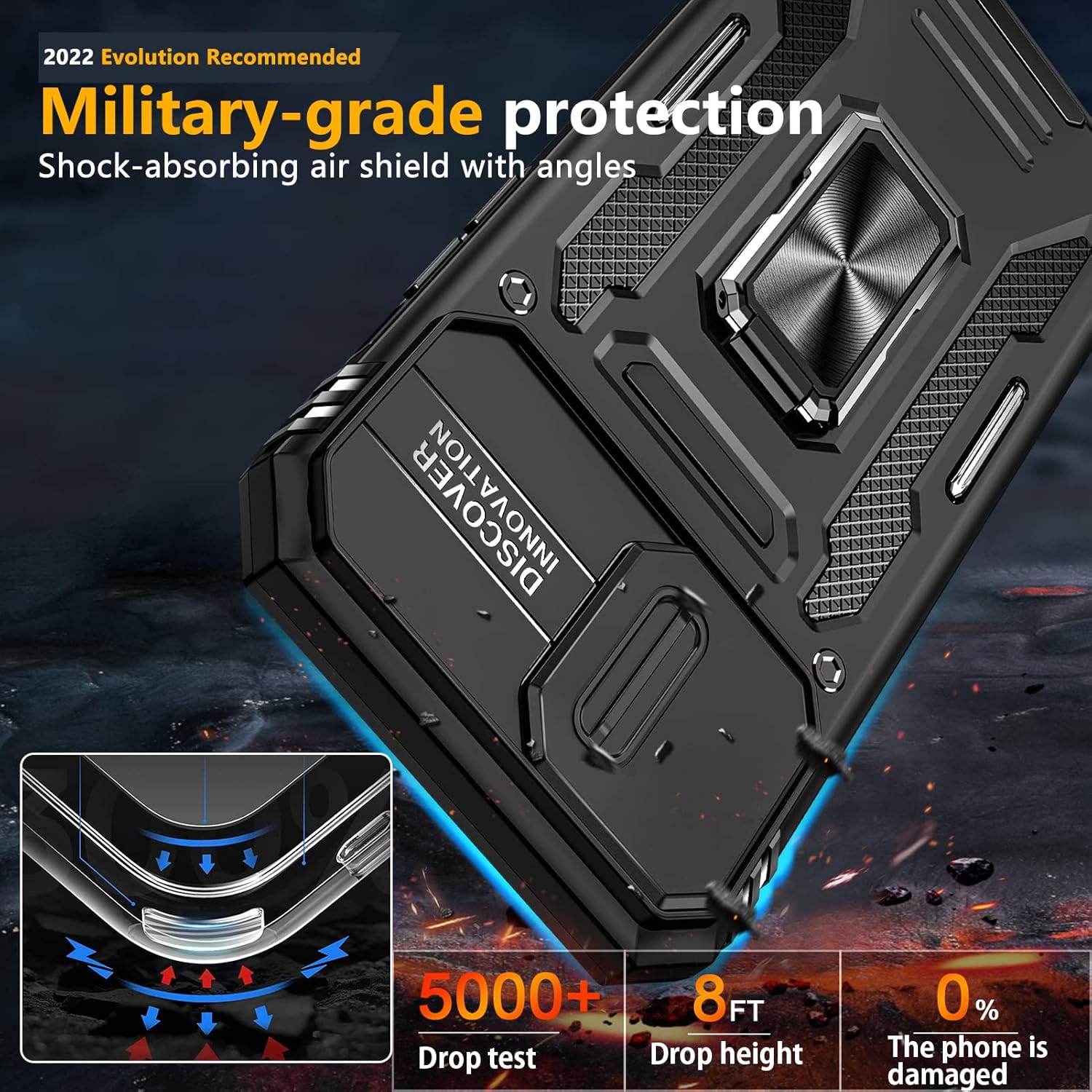 MDM-KJZH-10-01 – Funda para iPhone 11 con soporte, a prueba de golpes de grado militar, protección dura de grado militar, protección de cámara,