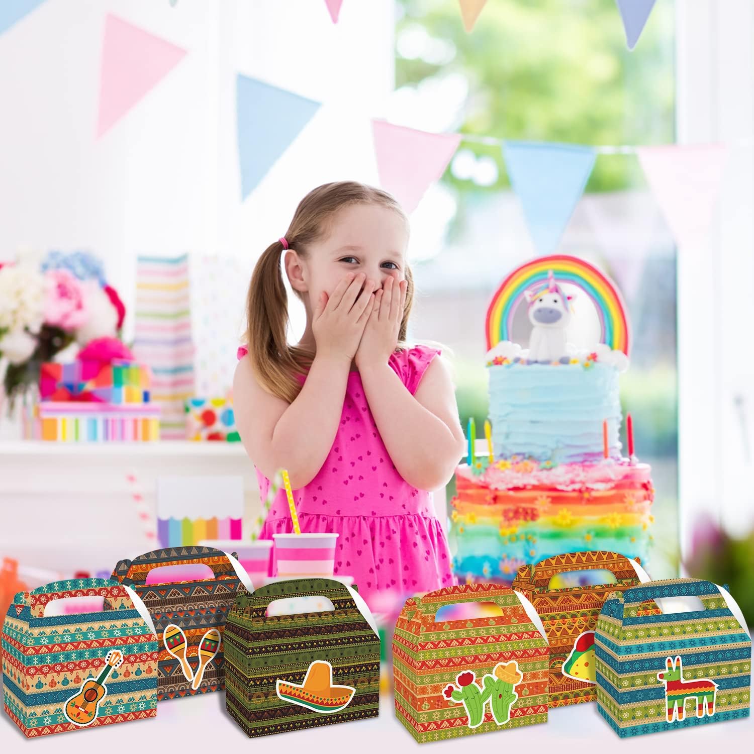 12 unidades de recuerdos de fiesta mexicana, cajas de suministros de fiesta de cactus, suministros de fiesta temática mexicana, decoraciones de