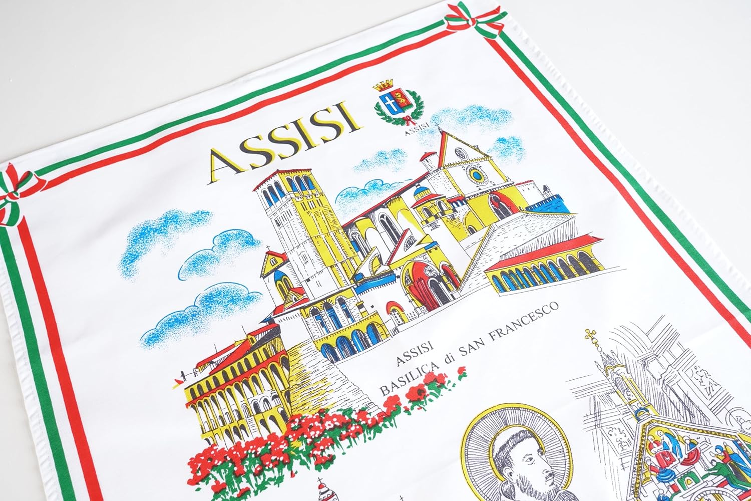 Toalla de té o plato de algodón italiano extra grande hecha en Italia (Asís)