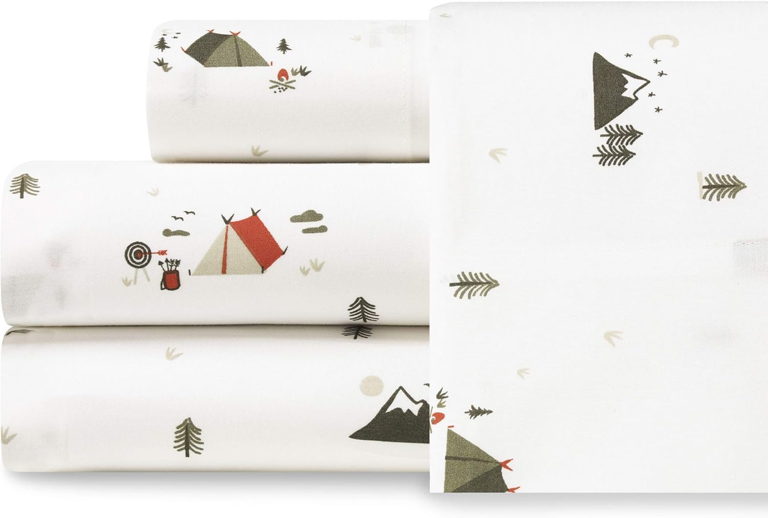 Eddie Bauer – Sábanas individuales XL, juego de ropa de cama de percal de algodón, decoración fresca y fresca para el hogar (campamento en cascada,